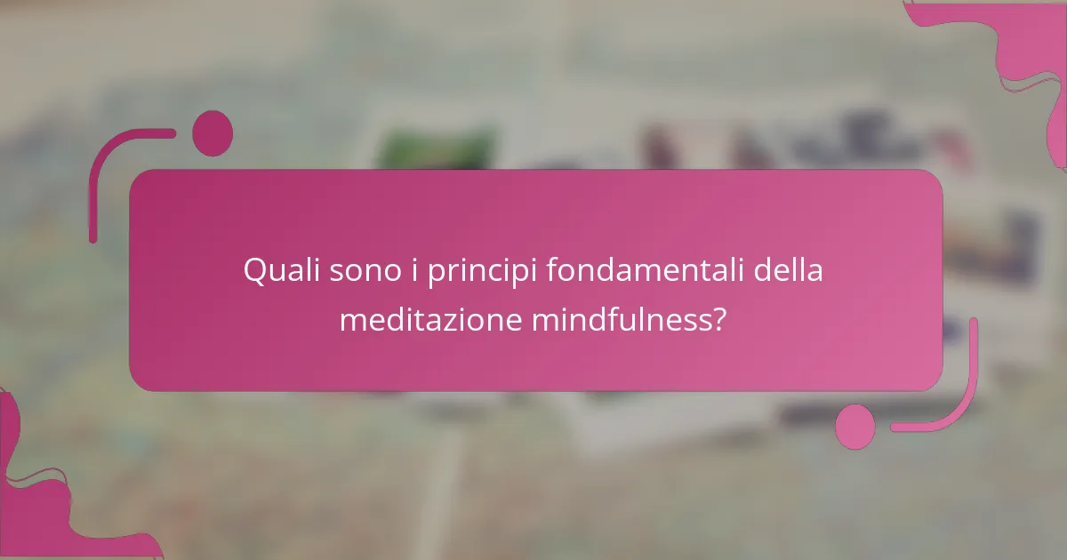 Quali sono i principi fondamentali della meditazione mindfulness?